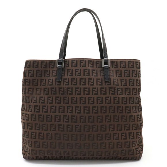 FENDI Zucca Pattern Shoulder Handbag Brown